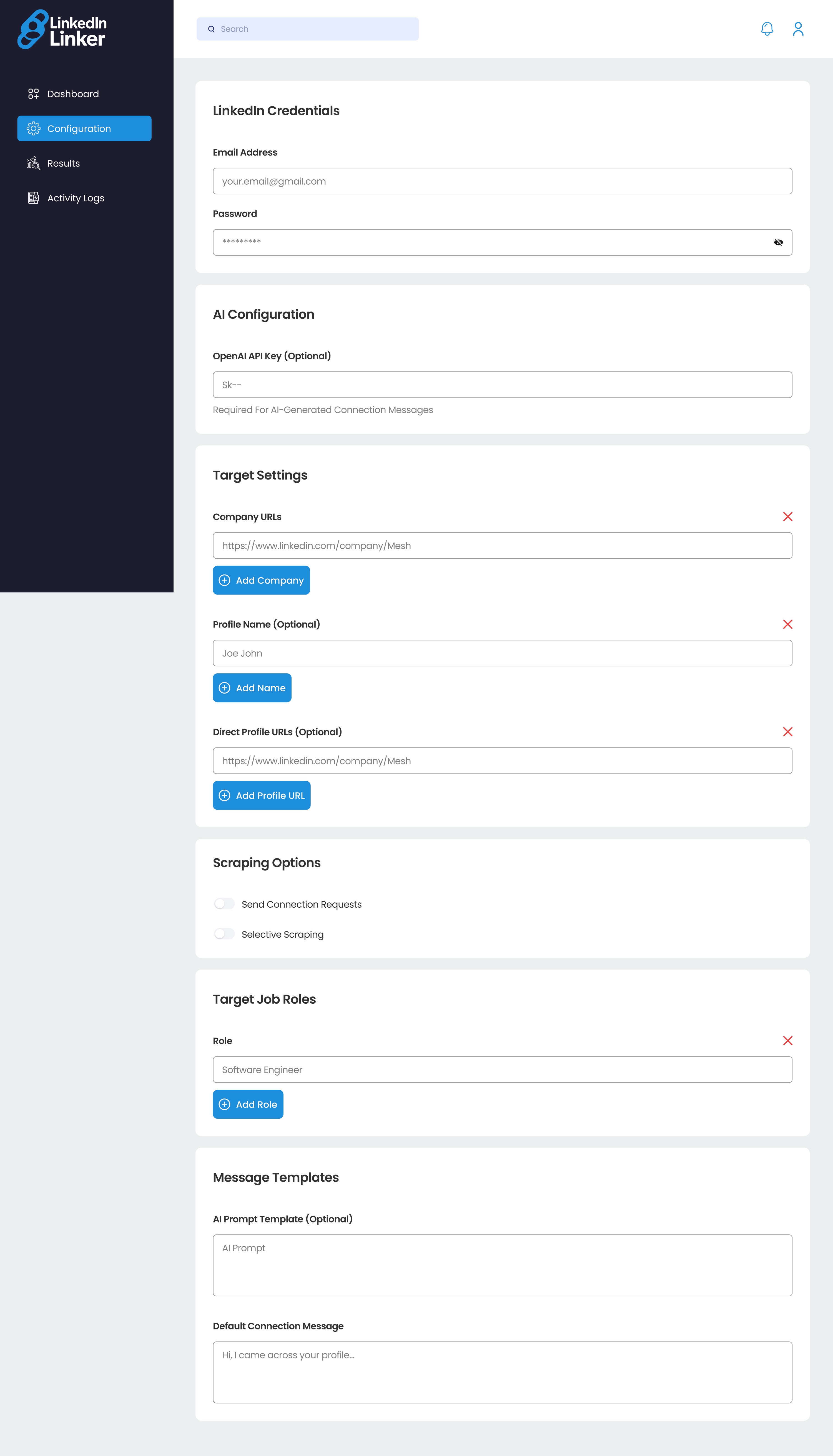 LinkedIn Linker Screen 2